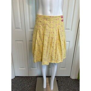Lilly Pulitzer Yellow and pink Eyelet Wrap Around White Label Skirt Size 4